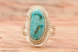 Genuin Kingman Turquoise Sterling Silver Native American Ring